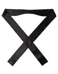 Dolce & Gabbana Men Black Satin Silk Skinny Neck Shawl Scarf