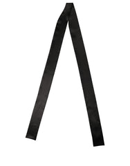 Dolce & Gabbana Men Black Satin Silk Skinny Neck Shawl Scarf
