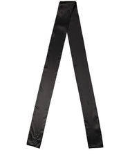 Dolce & Gabbana Men Black Satin Silk Skinny Neck Shawl Scarf