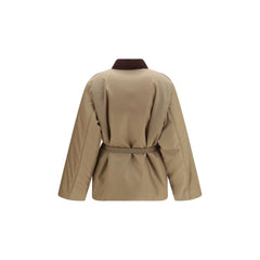Versace Beige Nylon Full-Length Jacket