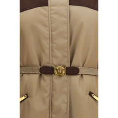 Versace Beige Nylon Full-Length Jacket
