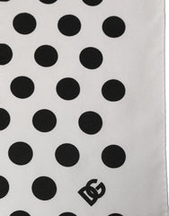 Dolce & Gabbana White Black Polka Dot Square Foulard Scarf