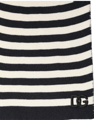 Dolce & Gabbana Black White Stripes Silk Knitted Shawl Scarf