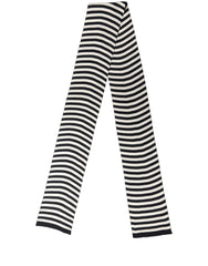 Dolce & Gabbana Black White Stripes Silk Knitted Shawl Scarf