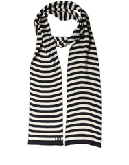 Dolce & Gabbana Black White Stripes Silk Knitted Shawl Scarf