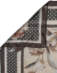 Dolce & Gabbana Men Beige Floral Linen Square Foulard Scarf