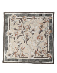 Dolce & Gabbana Men Beige Floral Linen Square Foulard Scarf