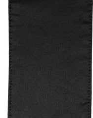 Dolce & Gabbana Black Satin Silk Skinny Fringed Shawl Scarf