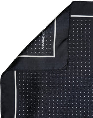 Dolce & Gabbana Blue Silk Polka Dot Handkerchief Pocket Scarf