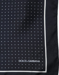 Dolce & Gabbana Blue Silk Polka Dot Handkerchief Pocket Scarf
