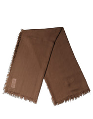 Dolce & Gabbana Brown Silk Wool Fringed Men Lace Stole Scarf
