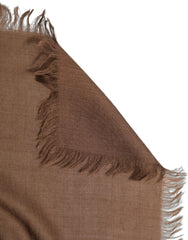 Dolce & Gabbana Brown Silk Wool Fringed Men Lace Stole Scarf
