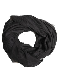 Dolce & Gabbana Black Silk Wool Fringed Men Lace Stole Scarf