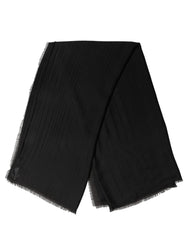 Dolce & Gabbana Black Silk Wool Fringed Men Lace Stole Scarf