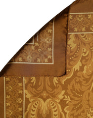 Dolce & Gabbana Brown Silk Damask Pocket Square Foulard Scarf