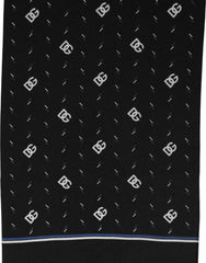 Dolce & Gabbana Black Silk DG Logo Men Fringed Shawl Scarf