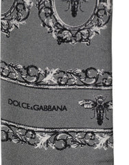 Dolce & Gabbana Men Gray Bee Silk Skinny Twilly Foulard Scarf