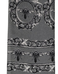 Dolce & Gabbana Men Gray Bee Silk Skinny Twilly Foulard Scarf