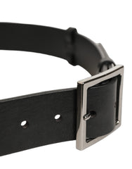 Dolce & Gabbana Black Leather Silver Tone Square Buckle Belt