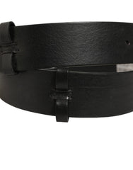 Dolce & Gabbana Black Leather Silver Tone Square Buckle Belt