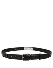 Dolce & Gabbana Black Leather Silver Tone Metal Buckle Belt