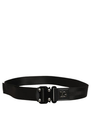 Dolce & Gabbana Men Black Fabric Strap Logo Metal Buckle Belt
