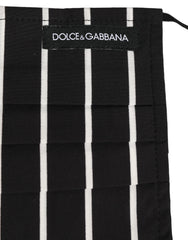 Dolce & Gabbana Black White Pinstripe Pleated Elastic Ear Strap Face Mask