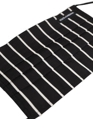 Dolce & Gabbana Black White Pinstripe Pleated Elastic Ear Strap Face Mask