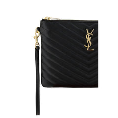 Saint Laurent Black Calf Leather Bos Taurus Clutch Bag