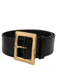 Dolce & Gabbana Black Exotic Leather Gold Metal Buckle Belt