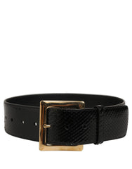 Dolce & Gabbana Black Exotic Leather Gold Metal Buckle Belt