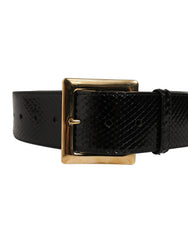 Dolce & Gabbana Black Exotic Leather Gold Metal Buckle Belt