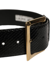 Dolce & Gabbana Black Exotic Leather Gold Metal Buckle Belt