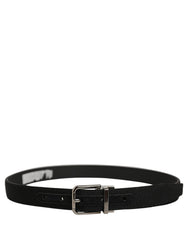 Dolce & Gabbana Black Classic Leather Silver Tone Buckle Belt