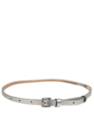 Dolce & Gabbana Metallic Silver Leather Square Buckle Belt
