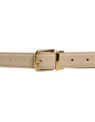 Dolce & Gabbana Beige Leather Double Wrap Gold Buckle Belt