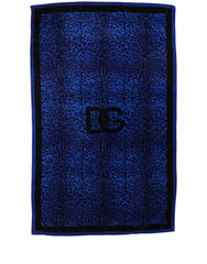 Dolce & Gabbana Royal Blue Leopard DG Logo 100% Cotton Beach Towel