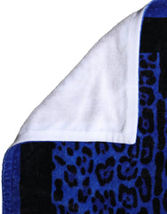 Dolce & Gabbana Royal Blue Leopard DG Logo 100% Cotton Beach Towel