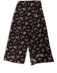 Dolce & Gabbana Black Silk Floral Chiffon Long Stole Scarf
