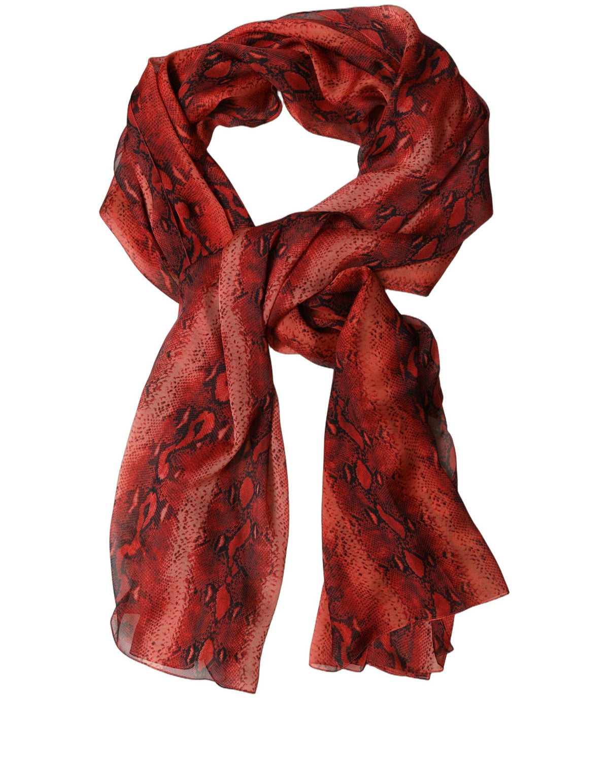 Dolce & Gabbana Red Black Printed Silk Sheer Foulard Scarf