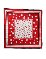 Dolce & Gabbana Red Polka Dot Print Silk Square Foulard Scarf