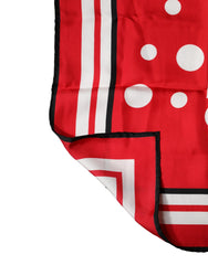 Dolce & Gabbana Red Polka Dot Print Silk Square Foulard Scarf