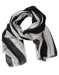 Dolce & Gabbana Black White Stripe Silk Shawl Stole Scarf