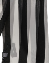 Dolce & Gabbana Black White Stripe Silk Shawl Stole Scarf