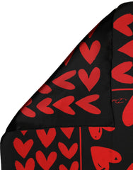 Dolce & Gabbana Black Red Silk Hearts Square Foulard Scarf