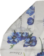Dolce & Gabbana White Silk Floral Chiffon Long Stole Scarf