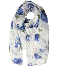 Dolce & Gabbana White Silk Floral Chiffon Long Stole Scarf
