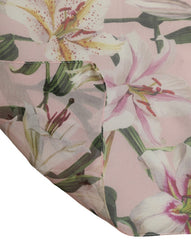 Dolce & Gabbana Pink Silk Floral Chiffon Long Stole Scarf