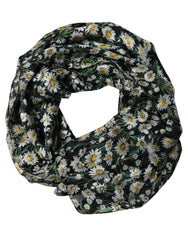 Dolce & Gabbana Black Floral Daisy Square Foulard Scarf