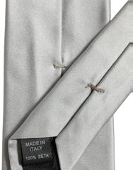 Dolce & Gabbana Gray Satin 100% Silk Adjustable Tied Men Necktie Tie